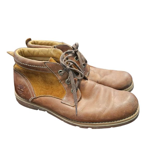 Timberland Bartram Leather Chukka Boots size 10 Cognac Brown Fall Winter Ankle - Picture 1 of 11